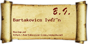 Bartakovics Iván névjegykártya